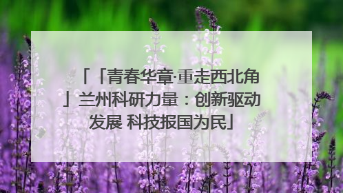 「青春华章·重走西北角」兰州科研力量：创新驱动发展 科技报国为民