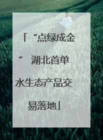 “点绿成金” 湖北首单水生态产品交易落地