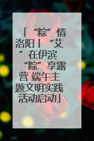 “粽”情洛阳丨“艾”在伊滨 “粽”享露营 端午主题文明实践活动启动