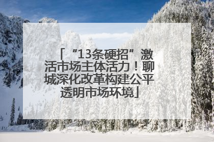 “13条硬招”激活市场主体活力！聊城深化改革构建公平透明市场环境