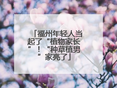 福州年轻人当起了“植物家长”！“种草植男”家亮了