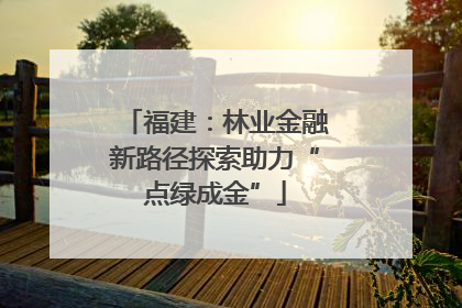 福建：林业金融新路径探索助力“点绿成金”