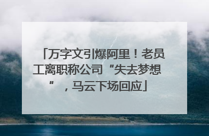 万字文引爆阿里！老员工离职称公司“失去梦想”，马云下场回应