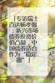 专访瑞士百达杨孝强：新兴市场债券投资价值凸显，中国债券适合作为“稳定器”