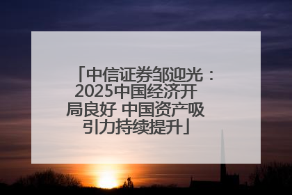 中信证券邹迎光：2025中国经济开局良好 中国资产吸引力持续提升