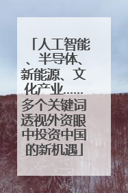 人工智能、半导体、新能源、文化产业……多个关键词透视外资眼中投资中国的新机遇