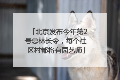 北京发布今年第2号总林长令，每个社区村都将有园艺师