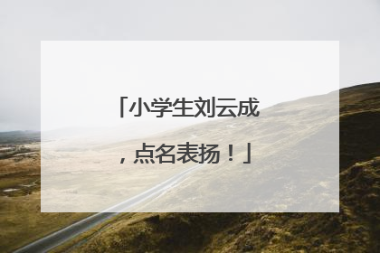 小学生刘云成，点名表扬！