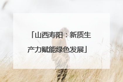 山西寿阳：新质生产力赋能绿色发展