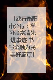 建行衡阳市分行：学习张富清先进事迹 书写金融为民美好篇章