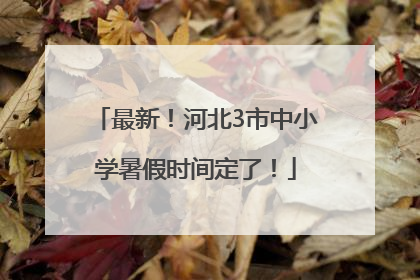 最新！河北3市中小学暑假时间定了！