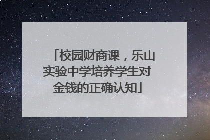 校园财商课，乐山实验中学培养学生对金钱的正确认知