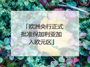 欧洲央行正式批准保加利亚加入欧元区