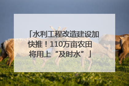 水利工程改造建设加快推！110万亩农田将用上“及时水”