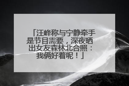 汪峰称与宁静牵手是节目需要，深夜晒出女友森林北合照：我俩好着呢！