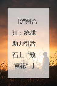 泸州合江：统战助力引活石上“致富花”