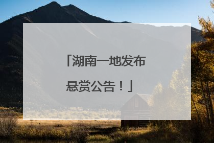 湖南一地发布悬赏公告！