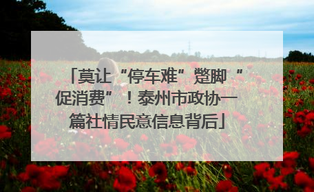 莫让“停车难”蹩脚“促消费”！泰州市政协一篇社情民意信息背后