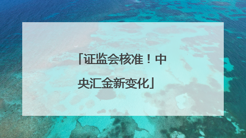 证监会核准！中央汇金新变化