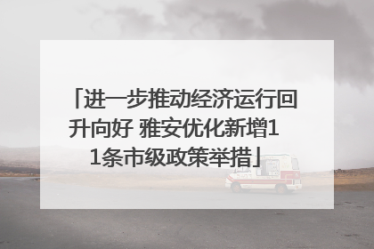 进一步推动经济运行回升向好 雅安优化新增11条市级政策举措