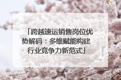 跨越速运销售岗位优势解码：多维赋能构建行业竞争力新范式