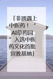 非遗遇上中医药！“AI草药园”入选中医药文化首批宣教基地