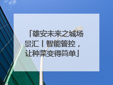 雄安未来之城场景汇丨智能管控，让种菜变得简单