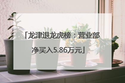 龙津退龙虎榜：营业部净买入5.86万元