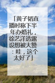 黄子韬直播时称下半年办婚礼，徐艺洋透露设想被大赞：哇，这个太好了