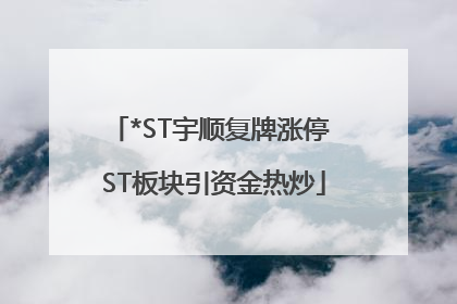 *ST宇顺复牌涨停 ST板块引资金热炒