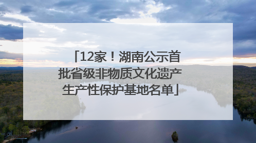 12家！湖南公示首批省级非物质文化遗产生产性保护基地名单