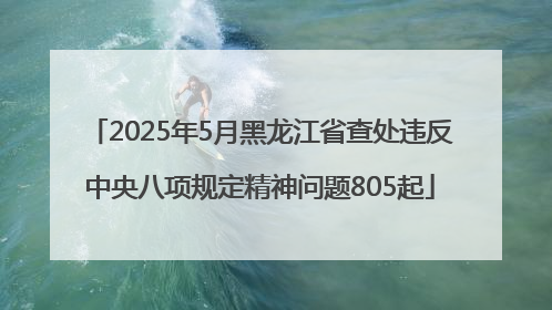 2025年5月黑龙江省查处违反中央八项规定精神问题805起