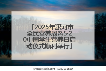 2025年漯河市全民营养周暨5·20中国学生营养日启动仪式顺利举行