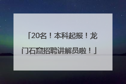 20名！本科起报！龙门石窟招聘讲解员啦！