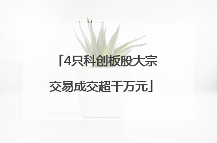 4只科创板股大宗交易成交超千万元