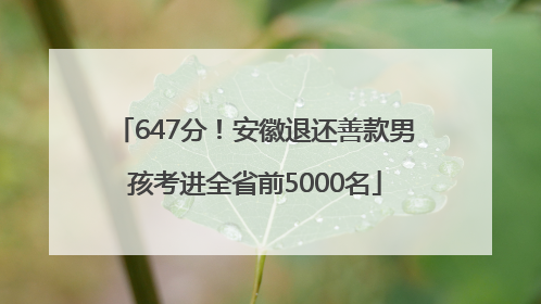 647分！安徽退还善款男孩考进全省前5000名