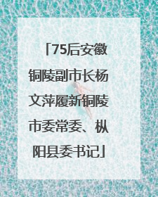 75后安徽铜陵副市长杨文萍履新铜陵市委常委、枞阳县委书记